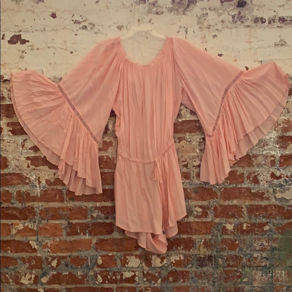Peach off the shoulder Romper